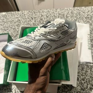 🔥 Bottega Veneta Silver Tech Sneakers – Size 46 (Fits US 12)